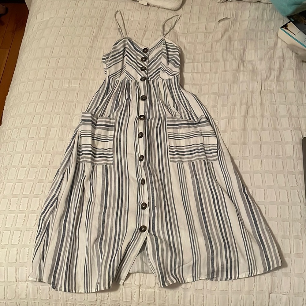 Blue& White Striped Midi Dress Size XS